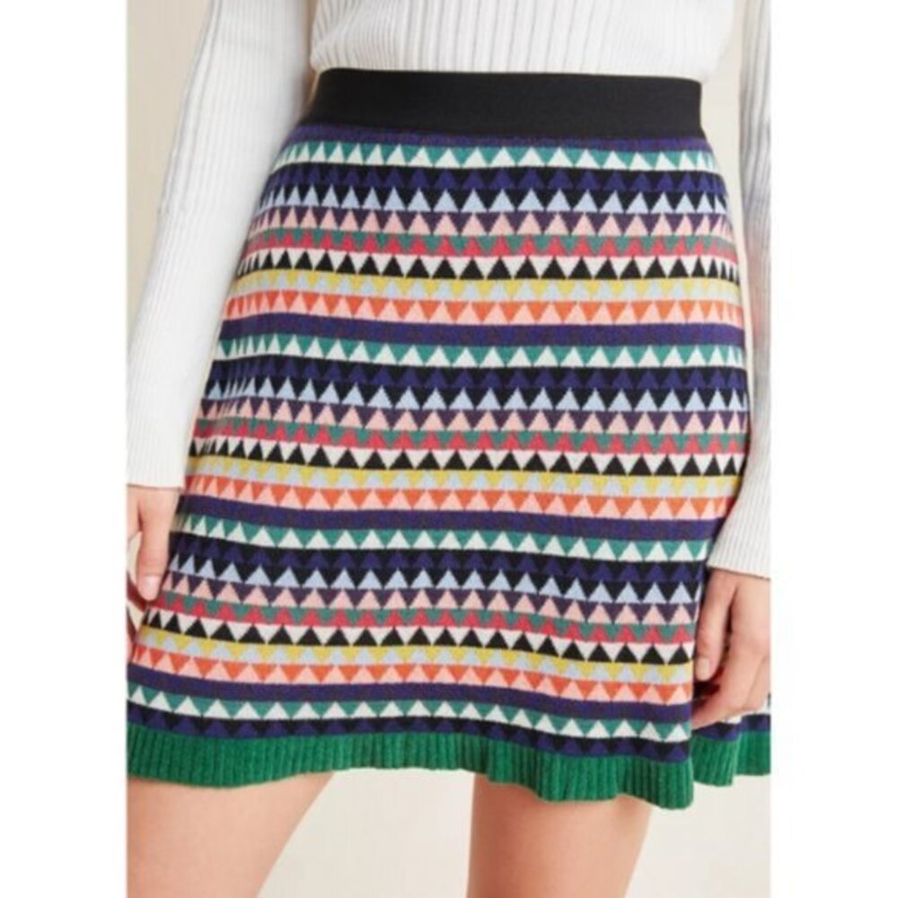 Anthropologie Aldomartins Geometric Print Ruffle Hem Sweater Mini Skirt (NWT)